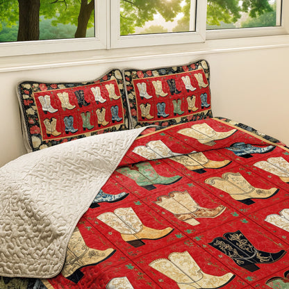 Shineful All Season Quilt 3-Piece Set Cowboy Kick Up Your Boots