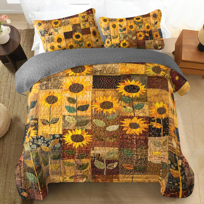 Shineful All Season Quilt 3-Piece Set Sunflower Golden Glow