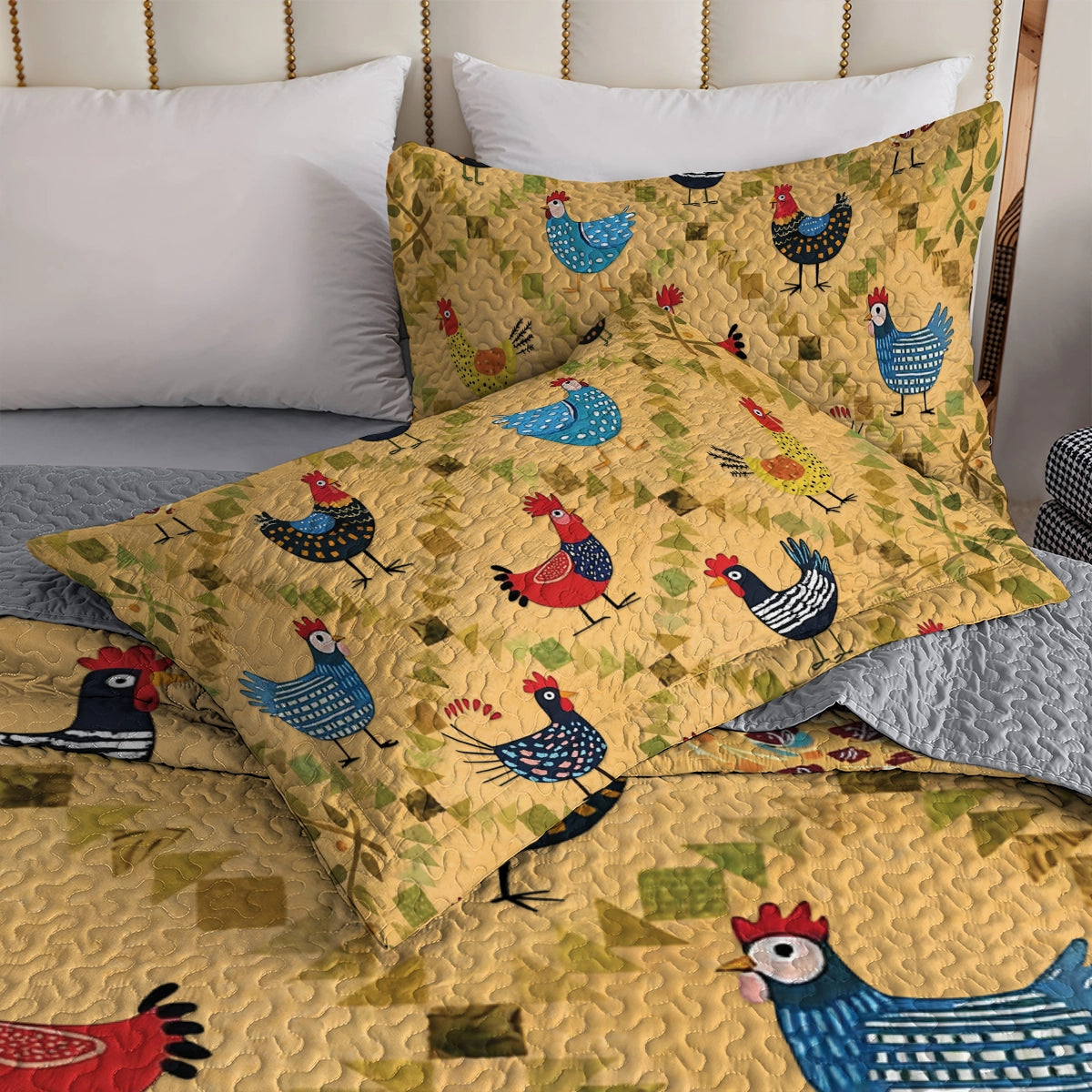 Shineful All Season Quilt 3-Piece Set - Chicken Cluckin' Cozy