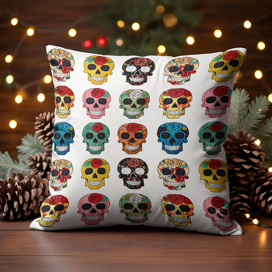 Shineful 2D Print Cushion Cover, Pillowcase, Pillows Covers - Colorful Sugar Skull Roses