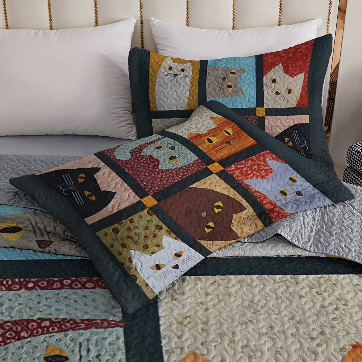 Shineful All Season Quilt 3-Piece Set Feline Fun