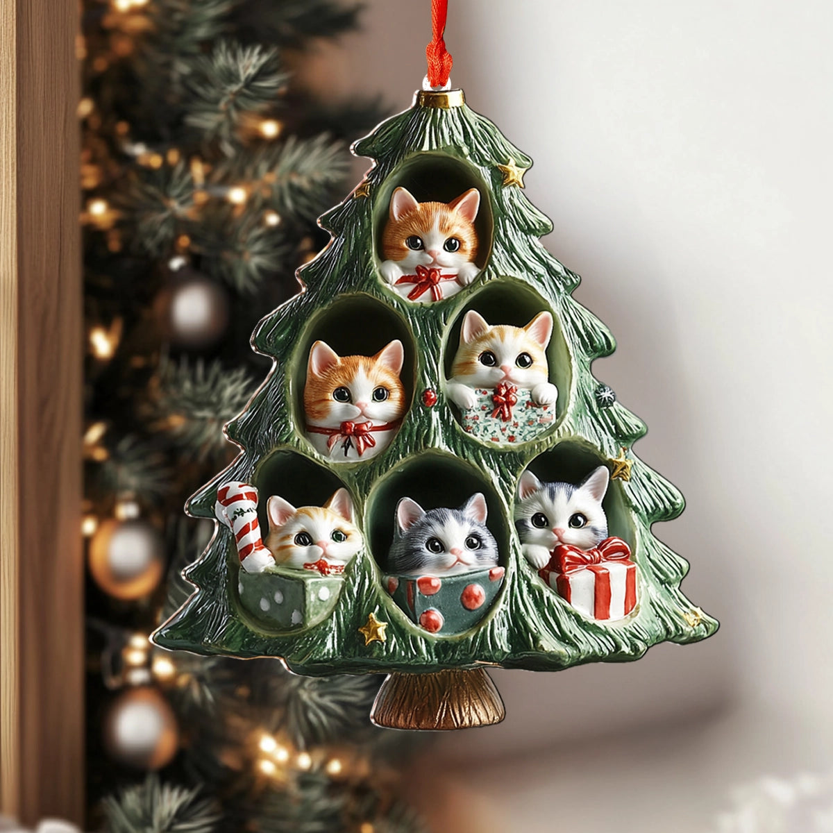 Shineful 2D Acrylic Ornament Purrfect Christmas Kitty Tree