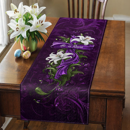 Shineful 2D Flat Print Quilted Table Runner He is Risen Lily