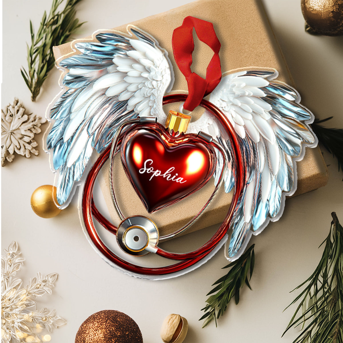 Shineful Personalized 2D Acrylic Ornament - Angel Heart Nurse