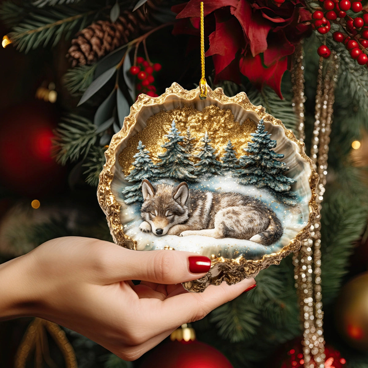 Shineful 2D Acrylic Ornament Winter Slumber Wolf