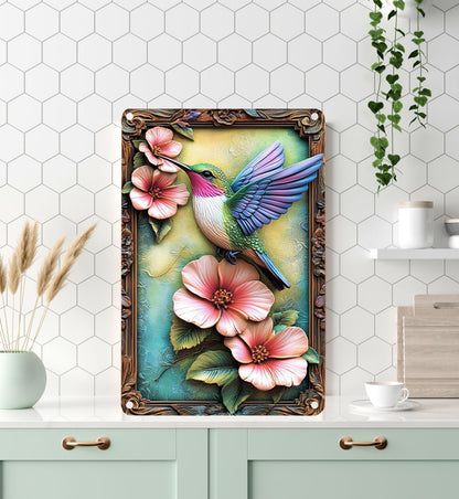 Shineful 2D Metal Sign Hummingbird Blossom