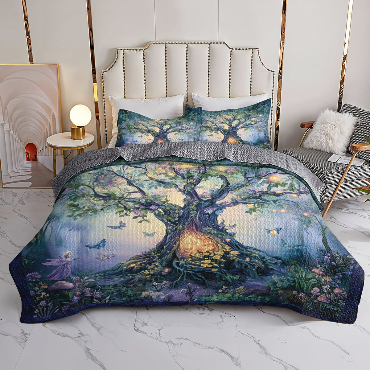 Shineful All Season Quilt 3-Piece Set Mystical Tree of Life