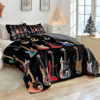 Shineful All Season Quilt 3-Piece Set - Vibrant Strings Guitar