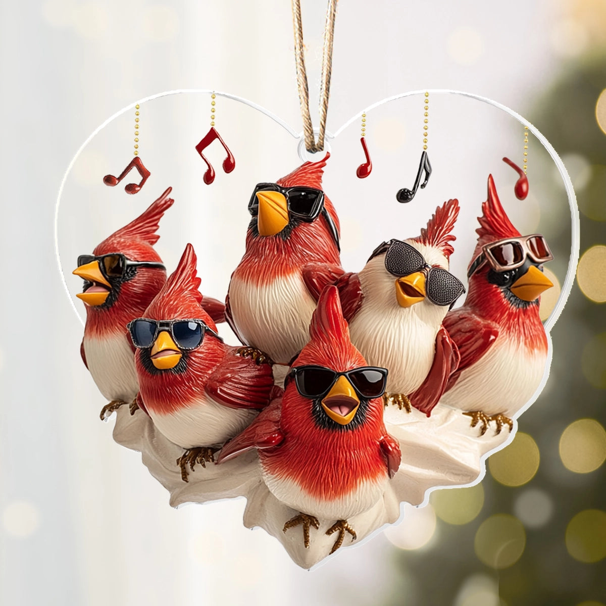 Glänzendes 2D-Acryl-Ornament – Jingle Birds Rock