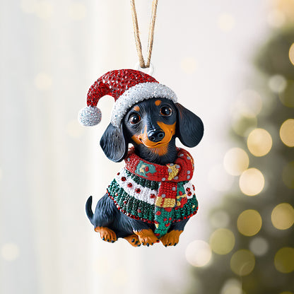 Shineful 2D Acrylic Ornament Christmas Dachshund Collection