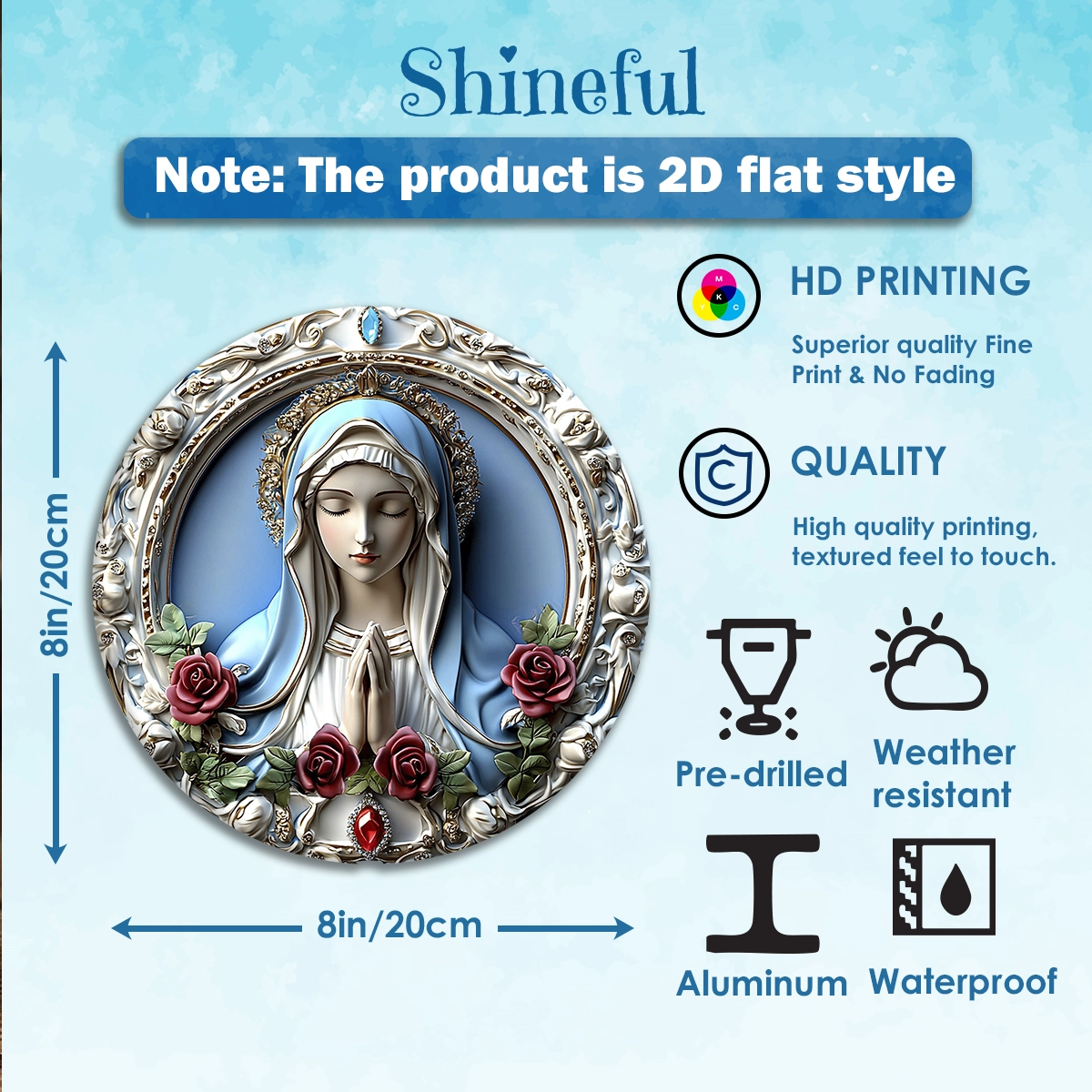 Shineful 2D Wooden Plaque, Hanging Decor, Door Sign - Sacred Heart Virgin Mary