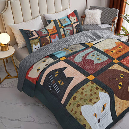 Shineful All Season Quilt 3-Piece Set Feline Fun