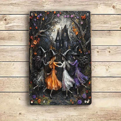 Shineful 2D Flat Print Metal Sign Little Witches Dancing