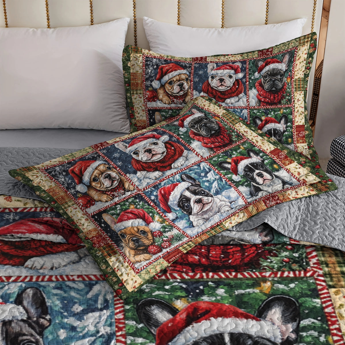 Shineful All Season Quilt 3-Piece Set - Holiday Frenchies