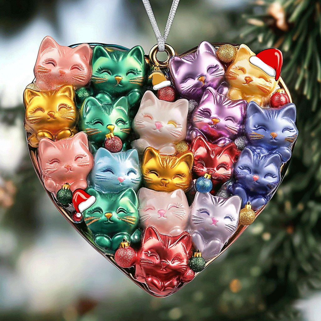 Shineful 2D Acrylic Ornament Cat Heart