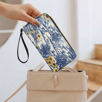 Shineful Leather Clutch Purse With Wristlet Strap Handle Texas Sunflower Heritage