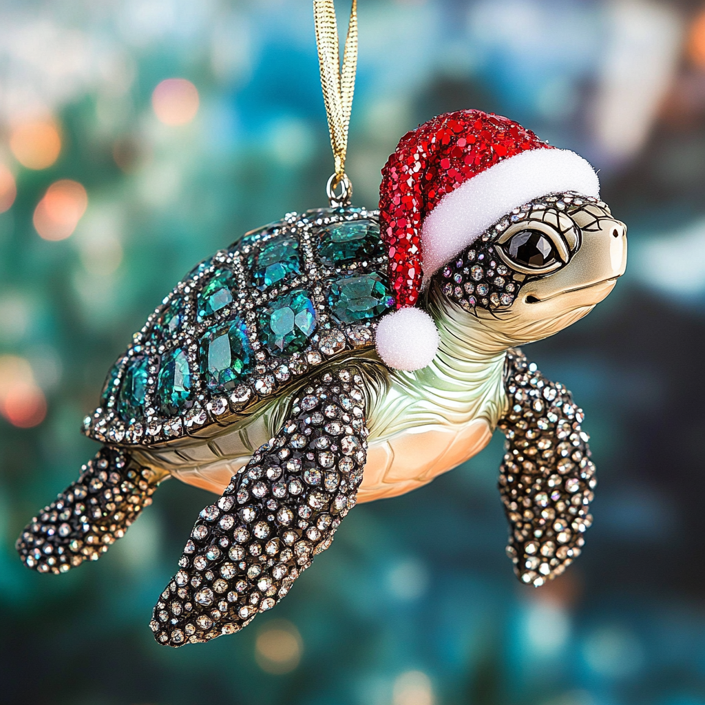 Glänzendes 2D-Acryl-Ornament „Sparkle Sea Turtle“ 