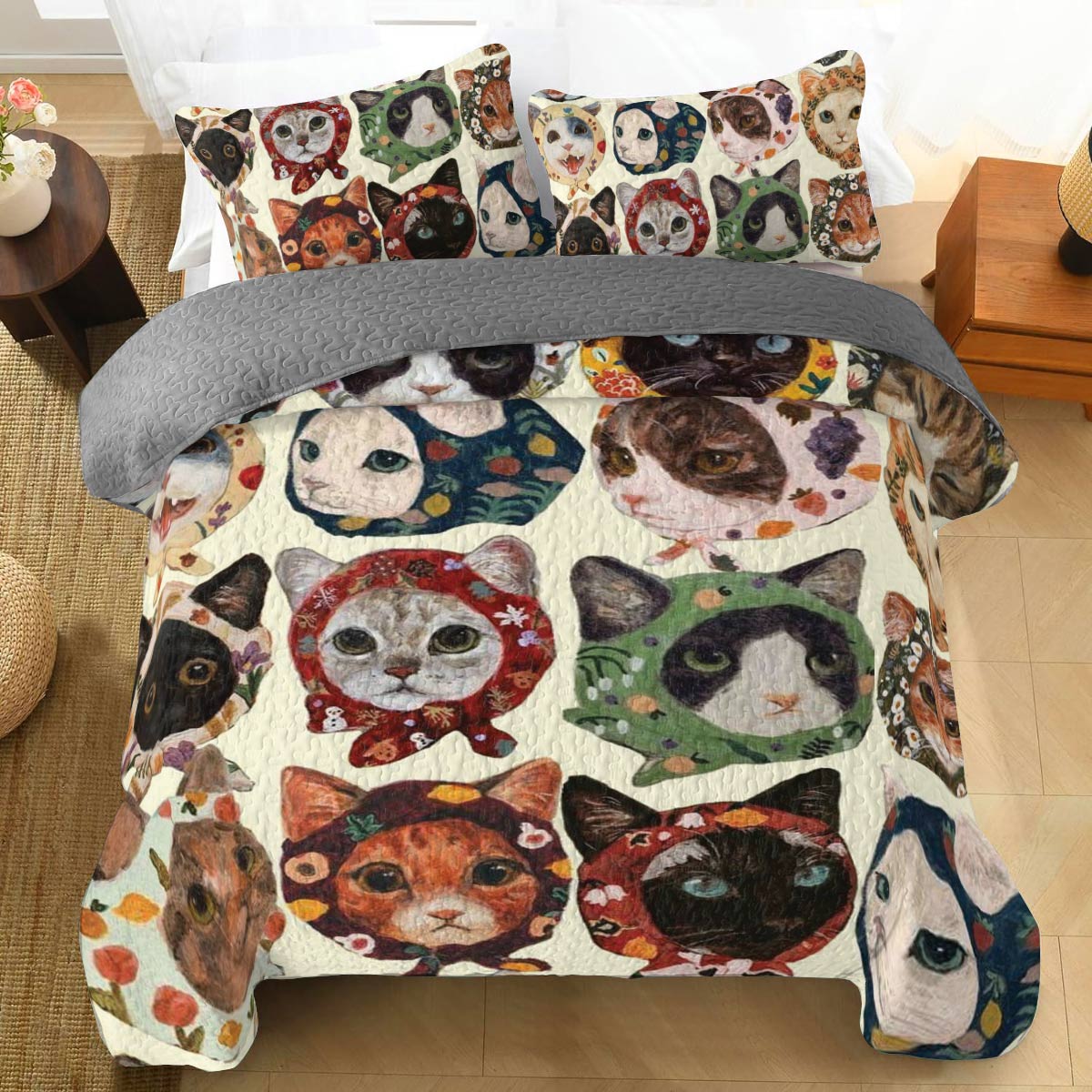 Shineful All Season Quilt 3-Piece Set Cat-tastic Collection