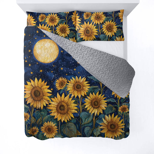 Shineful All Season Quilt 3-Piece Set - Sunflower Night Sky