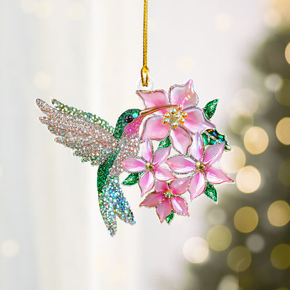 Shineful 2D Acrylic Ornament Floral Hummingbird