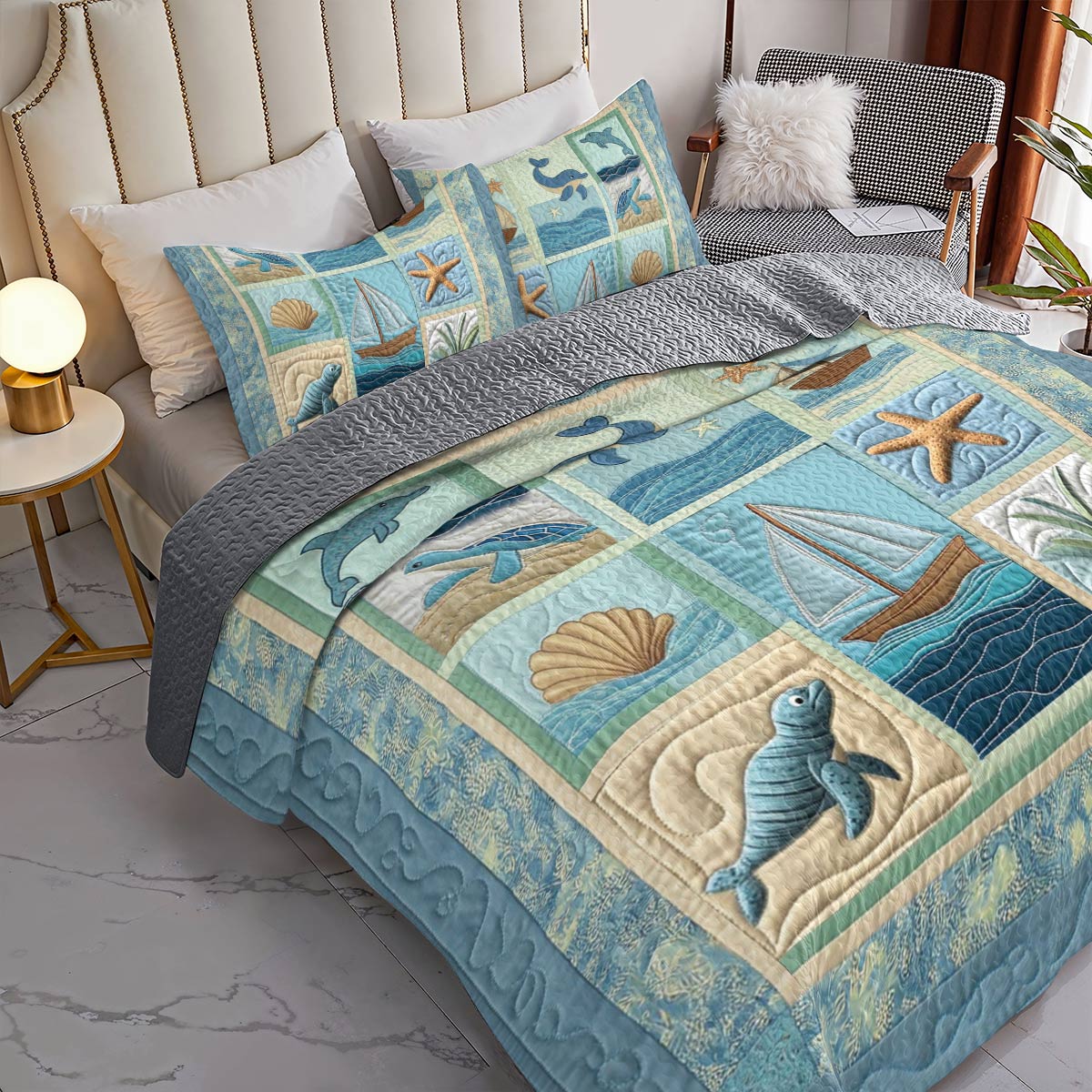 Shineful All Season Quilt 3-Piece Set Ocean Dreams