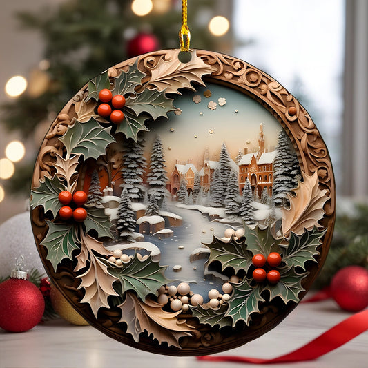 Shineful 2D Acrylic Ornament Snowy Village Charm