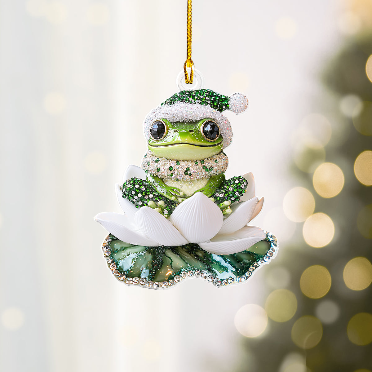 Shineful 2D Acrylic Ornament Little Frog With Water Lily