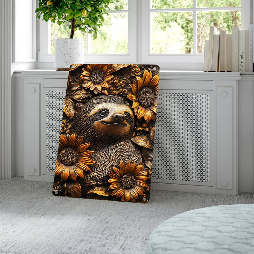 Shineful 2D Metal Sign Sloth With Sunflower