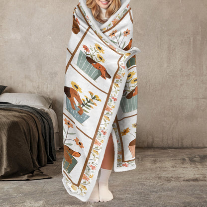 Shineful Wearable Hooded Blanket - Flowers Dachshunds