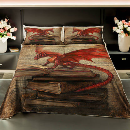 Shineful 4-Piece Bed Sheet Set Timeless Dragon Books