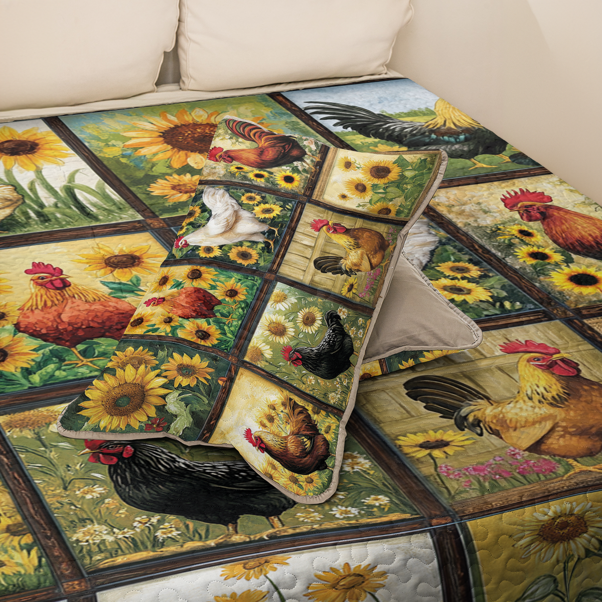 Shineful All Season Quilt 3-Piece Set Sunny Field Chicken