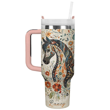 Glänzender Becher mit Blumenmotiv, Spirit Horse