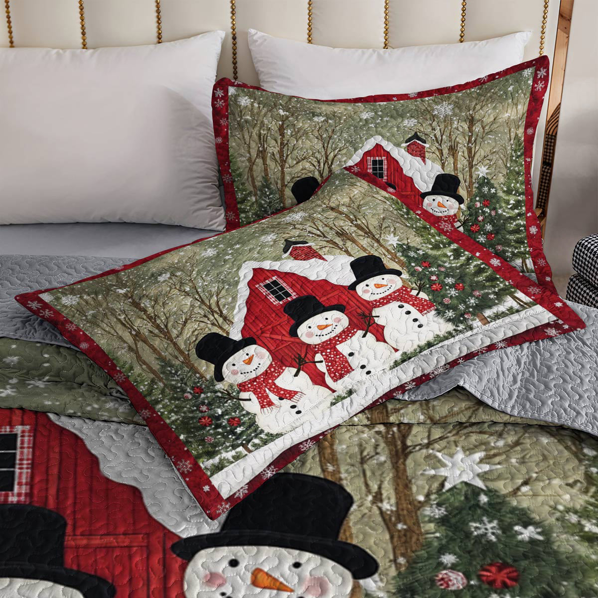 Shineful All Season Quilt 3-Piece Set Snowman Christmas