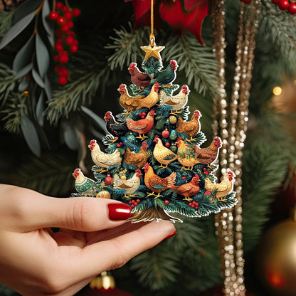 Shineful 2D Acrylic Ornament Chicken Coopmas Tree