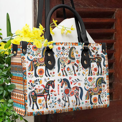 Shineful Leather Bag Horse Floral Pattern