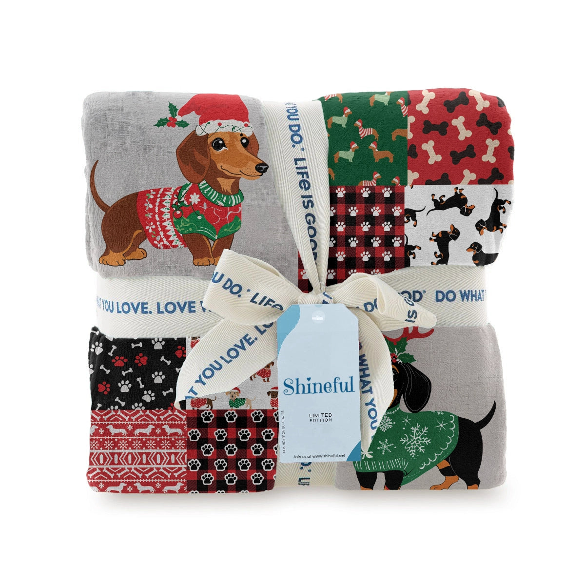 Shineful Fleece Blanket Festive Dachshund Christmas