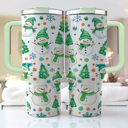 Shineful Tumbler Green Snowman Wonderland