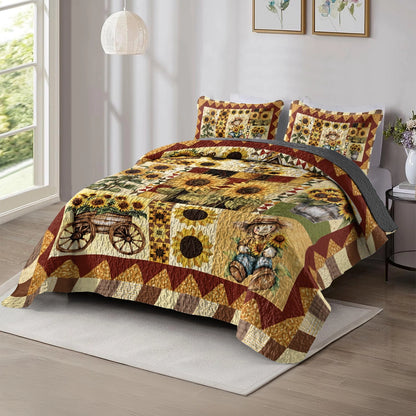 Shineful All Season Quilt 3-Piece Set Sunlit Farm Patchwork