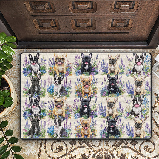 Tapis de sol antidérapant ultra fin Shineful, tapis de cuisine Frenchie Flower Friends