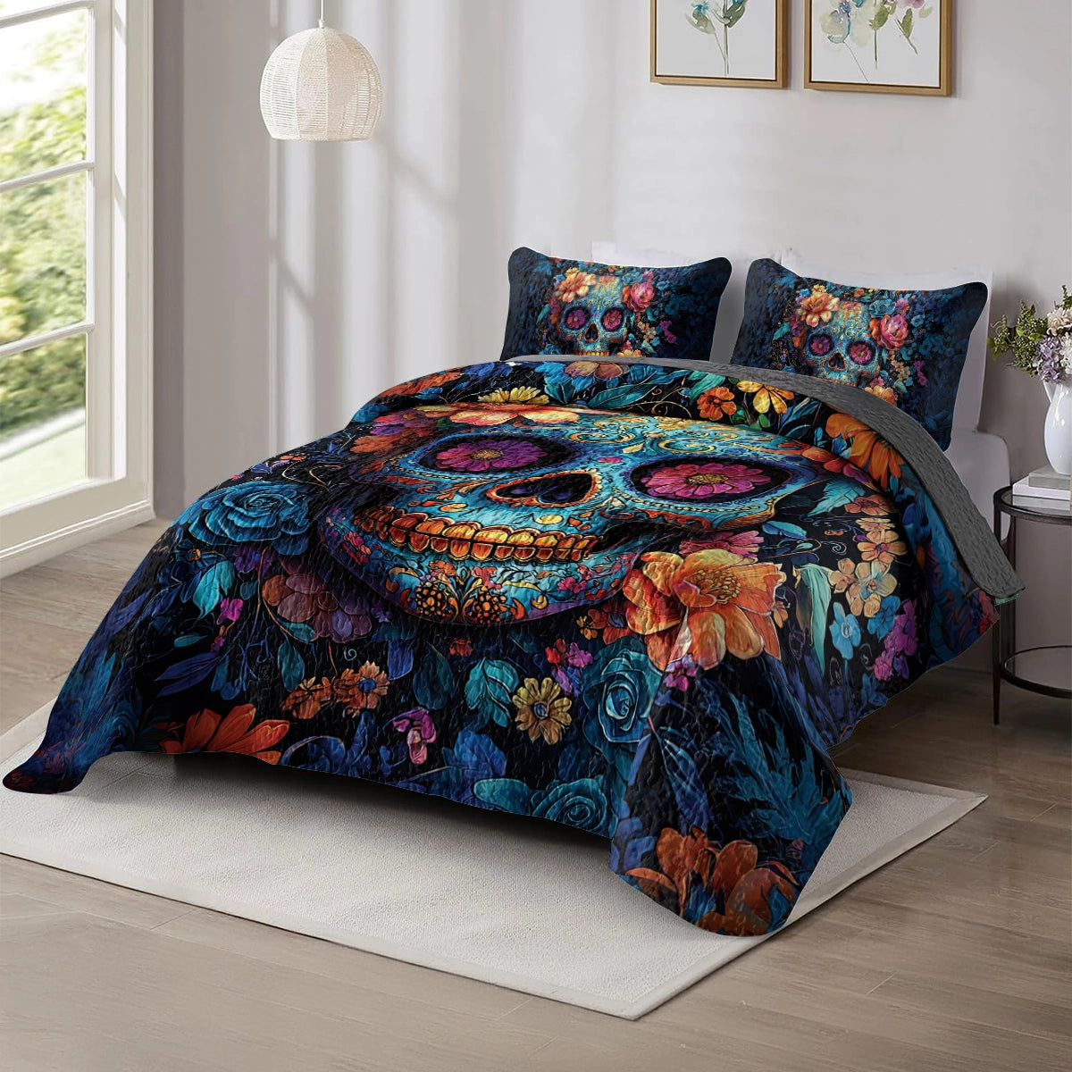 Shineful All Season Quilt 3-Piece Set - Sugar Skull Fiesta