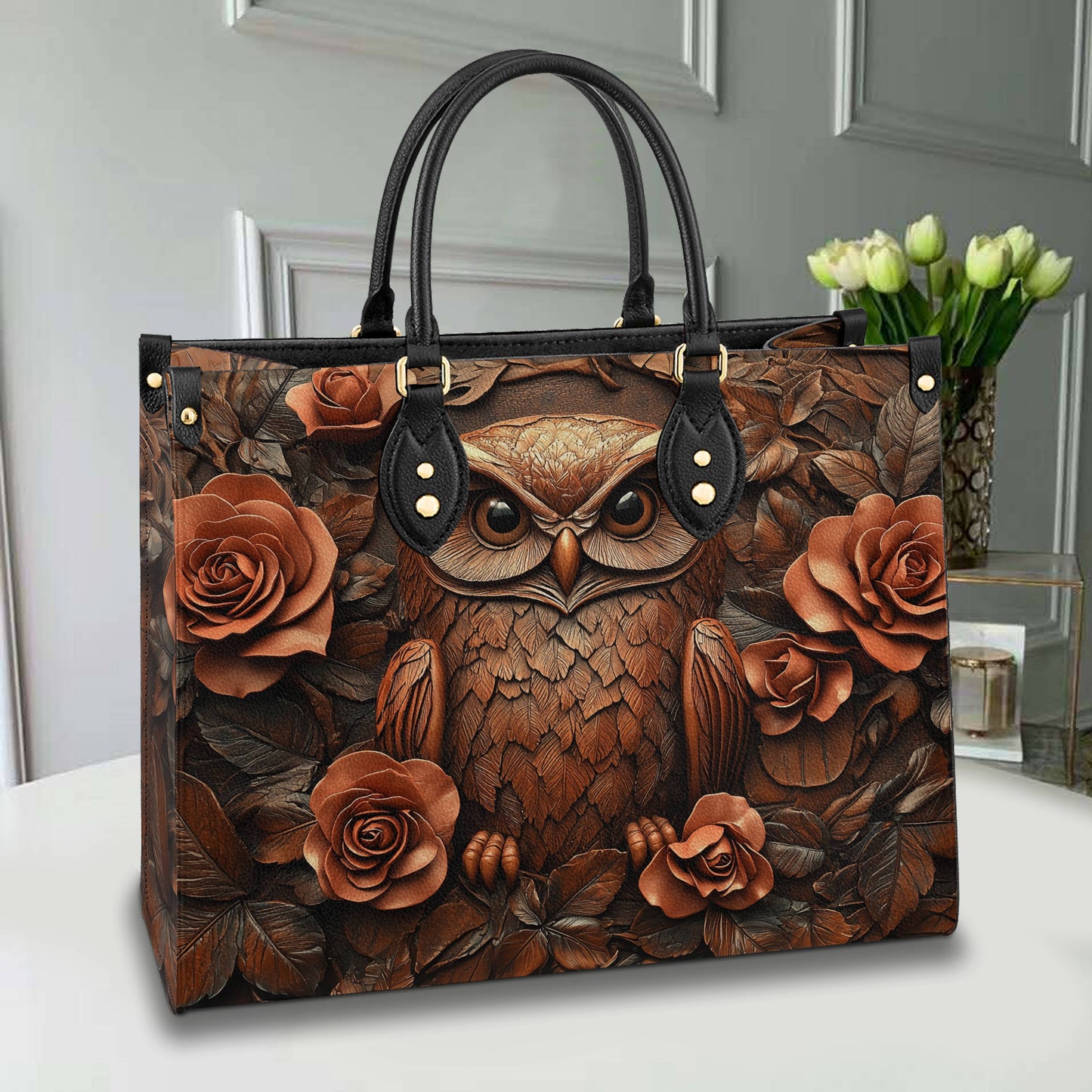 Shineful Leather Bag - Amber Rose Owl