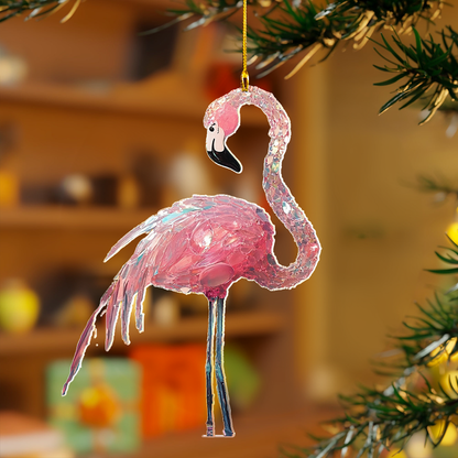 Shineful 2D Acrylic Ornament - Flamingo Sparkle