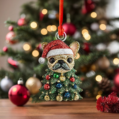 Shineful 2D Acrylic Ornament - Frenchie Christmas Tree