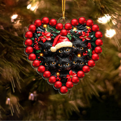 Shineful 2D Acrylic Ornament Gorgeous Black Cats Heart