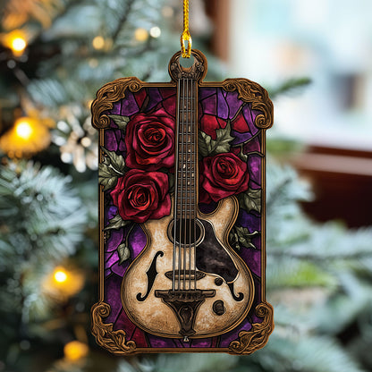 Shineful 2D Acrylic Ornament - Roses Vintage Semi Acoustic Guitar