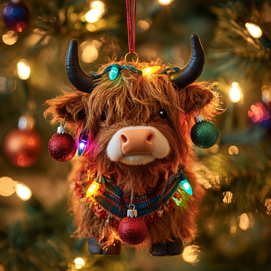 Shineful 2D Acrylic Ornament Twinkling Highland Cow