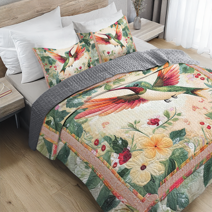 Shineful All Season Quilt 3-Piece Set - Mystical Hummingbird