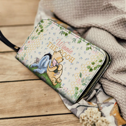 Shineful Leather Clutch Purse With Wristlet Strap Handle Bear Bliss