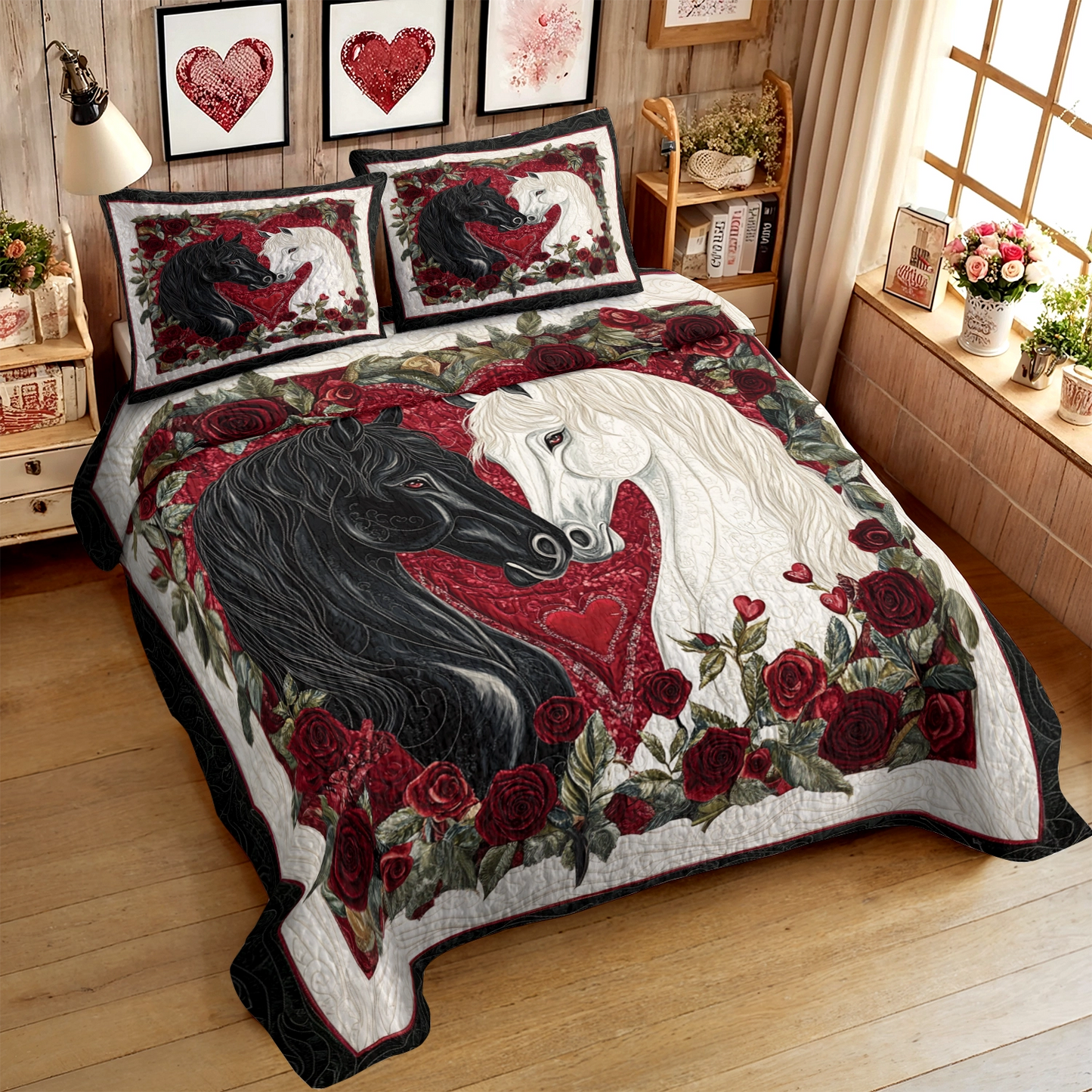 Shineful All Season Quilt 3-Piece Set Eternal Love Horse