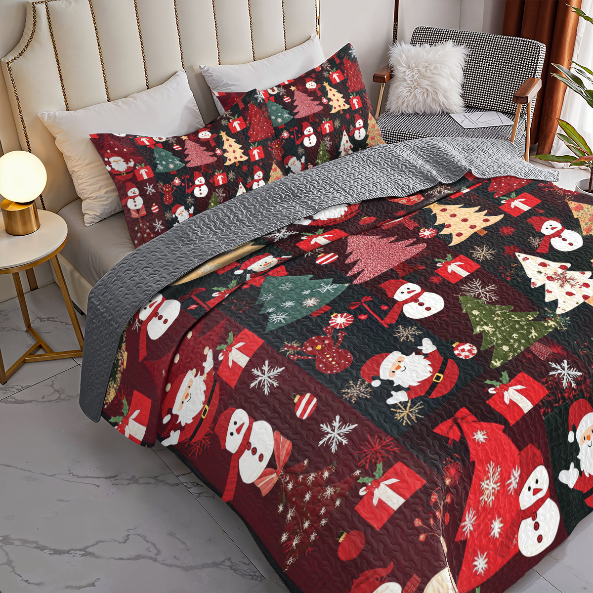 Shineful All Season Quilt 3-Piece Set - Cute Aesthetic Christmas